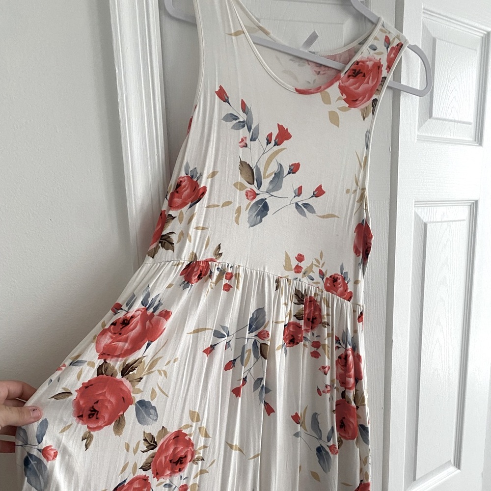 White Floral Tank Top Dress